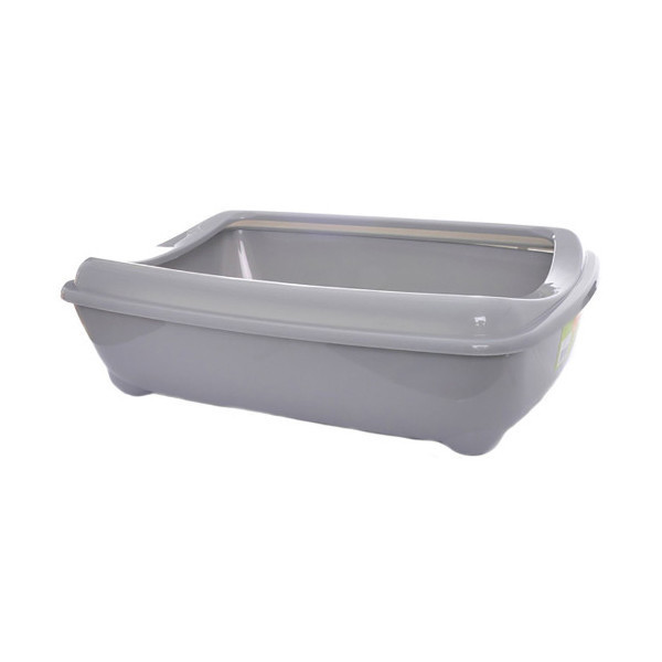Туалет Moderna Arist-O-Tray Jumbo с бортиком для кошек, светло-серый, 57×43×16.3 см
