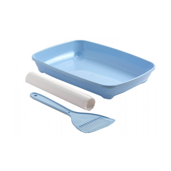 Туалет Moderna Arist-O-Tray для котят с лопаткой и пакетами, голубой, 27,9 х 35 х 6,2 см