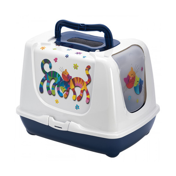 Туалет Moderna Trendy Cat Friends Forever для кошек c фильтром и совком, черничный, 50 х 39 х 37 см