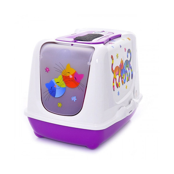 Туалет Moderna Trendy Cat Friends Forever для кошек c фильтром и совком, фиолетовый, 50 х 39 х 37 см
