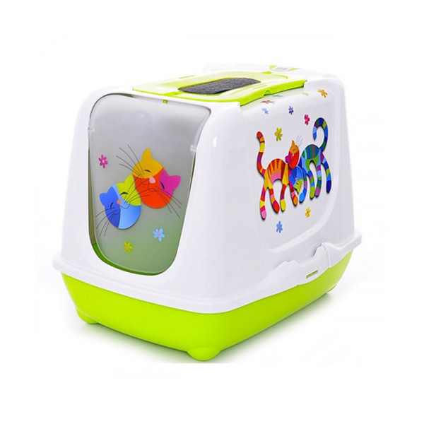 Туалет Moderna Trendy Cat Friends Forever для кошек c фильтром и совком, салатовый, 50 х 39 х 37 см