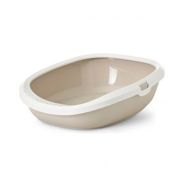 Туалет Savic Gizmo Medium для кошек, с бортиком, белый мокко, 44 х 35,5 х 12,5 см