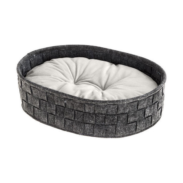 Валяная кровать Ferplast Cocoon 45 Dark Grey Cushion для кошек и собак с двухсторонней подушкой, 45×35×12 см