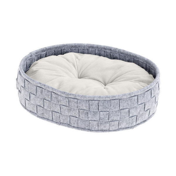 Валяная кровать Ferplast Cocoon 45 Light Grey Cushion для кошек и собак с двухсторонней подушкой, 45×35×12 см