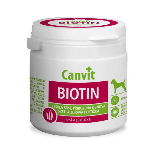 Витаминная добавка Canvit Biotin for Dogs для восстановление шерсти во время линьки у собак, 230 г