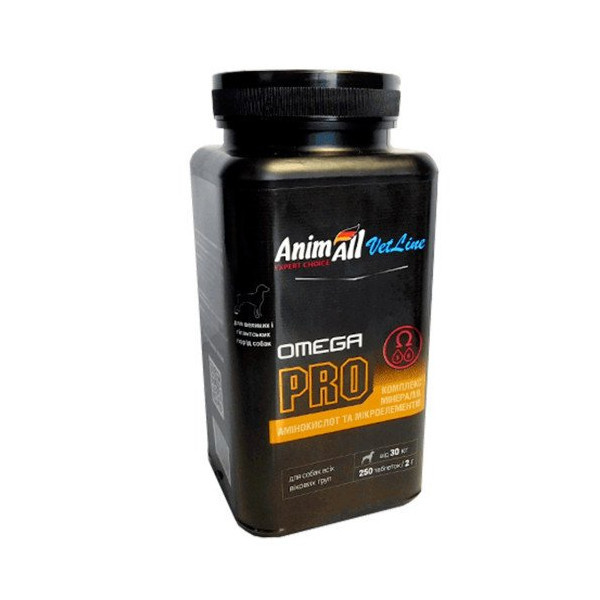 Витамины AnimAll VetLine Omega PRO для крупных пород собак 2 г × 250 табл
