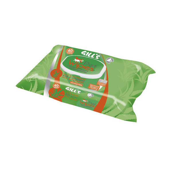 Влажные салфетки Croci Gill's Aloe для кошек и собак, с ароматом алое, 40 шт