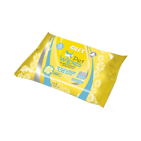 Влажные салфетки Croci Gill's Pocket Chamom для кошек и собак, карманные, 15 шт