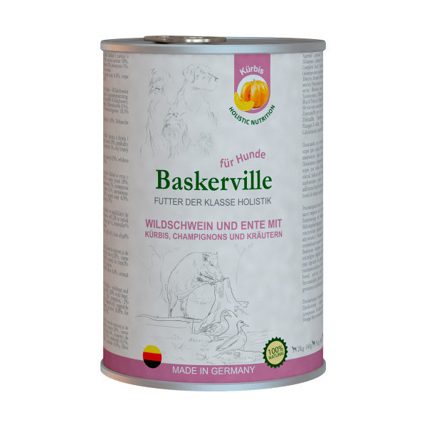 Влажный корм Baskerville Holistic Rind und Lachs для собак, утка и кабан с тыквой и зеленью, 800 г
