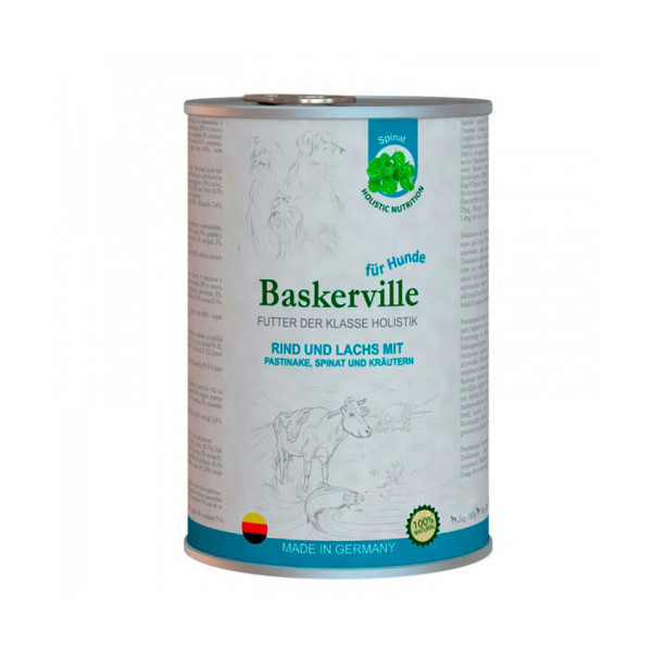Влажный корм Baskerville Holistic для собак, лосось и говядина с пастернаком, шпинатом и зеленью, 400 г