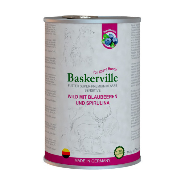 Влажный корм Baskerville Sensitive Wild Mit для собак, оленина с черникой и спирулиной, 800 г