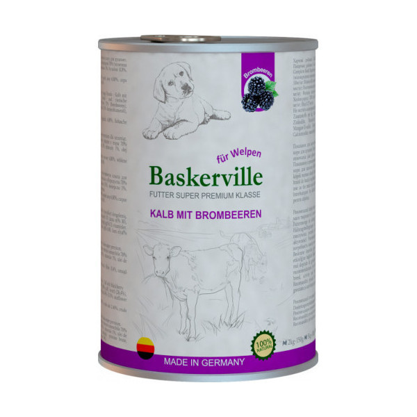 Влажный корм Baskerville Super Premium Kalb Mit Brombeeren для собак, телятина и ежевика, 800 г