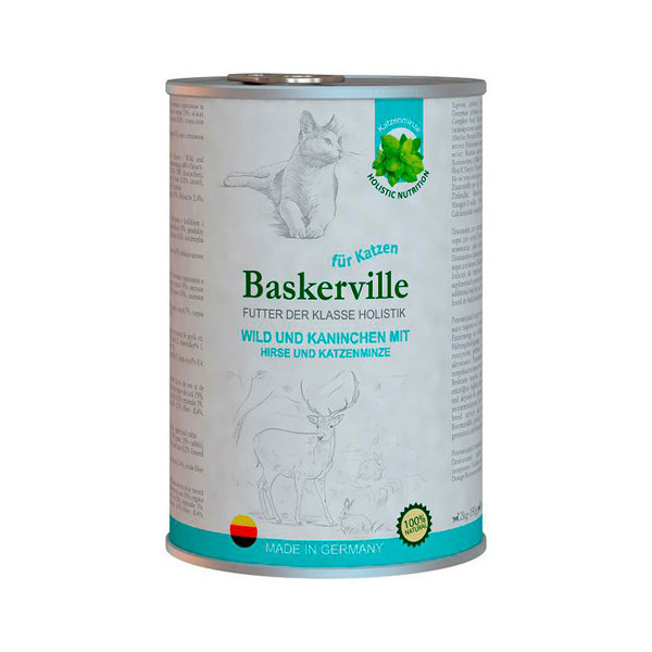 Влажный корм Baskerville для котов, оленина с кроликом и кошачьей мятой, 400 г