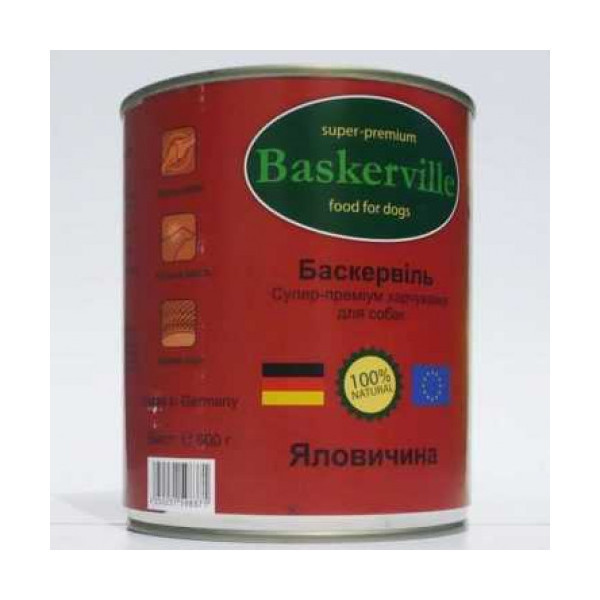 Влажный корм Baskerville для собак, говядина 400 г