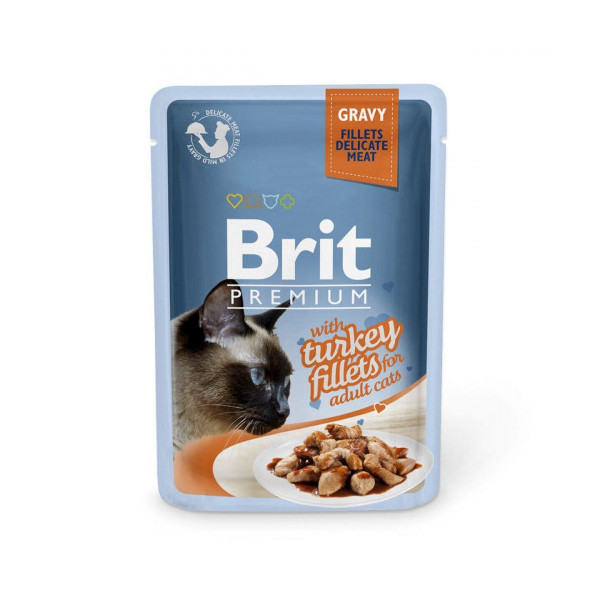 Влажный корм Brit Premium Cat, для кошек, филе индейки в соусе, 85 г