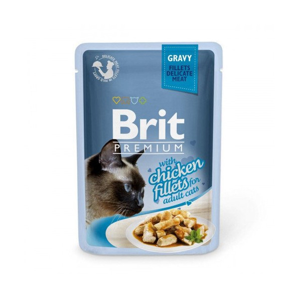 Влажный корм Brit Premium Cat, для кошек, филе курицы в соусе, 85 г