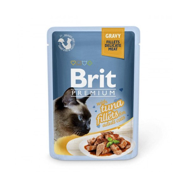 Влажный корм Brit Premium Cat, для кошек, филе тунца в соусе, 85 г