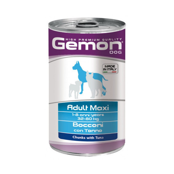 Влажный корм GEMON DOG WET Maxi Adult кусочки с тунцом 1,25 кг