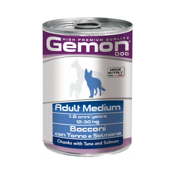 Влажный корм GEMON DOG WET Medium Adult кусочки с тунцом и лососем 0,415 кг