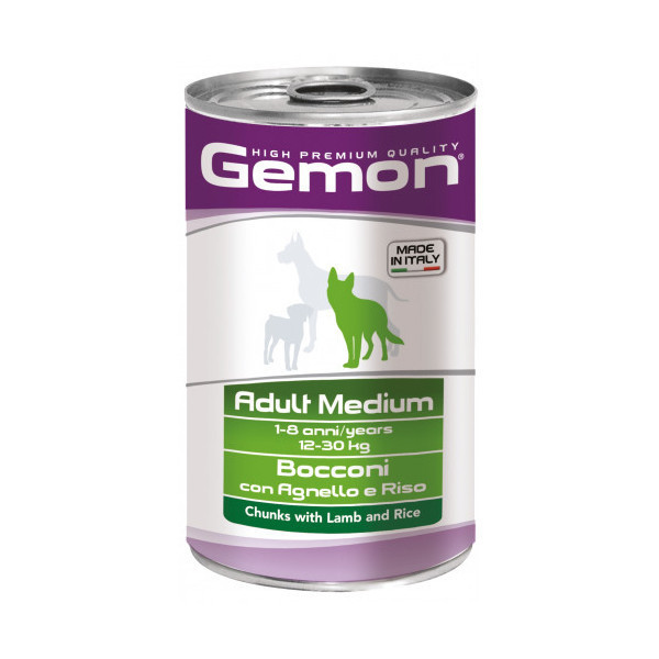 Влажный корм GEMON DOG WET Medium Adult кусочки с ягненком и рисом 1,25 кг