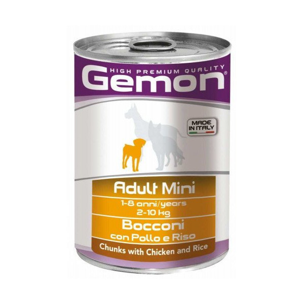 Влажный корм GEMON DOG WET Mini Adult кусочки с курицей и рисом 0,415 кг