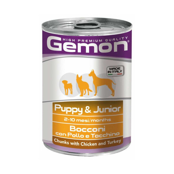 Влажный корм GEMON DOG WET Puppy & Junior кусочки с курицей и индейкой 0,415 кг