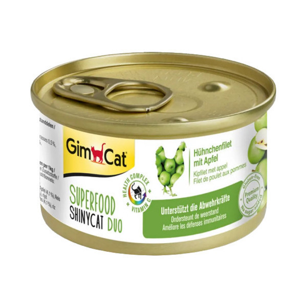 Влажный корм GimCat Shiny Cat Superfood для кошек, с курицей и яблоком, 70 г