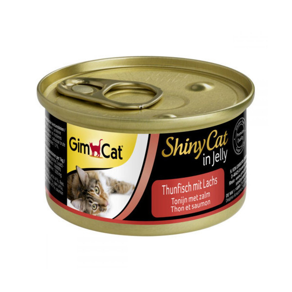 Влажный корм GimCat Shiny Cat для кошек, с тунцом и лососем в желе, 70 г