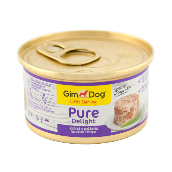 Влажный корм GimDog LD Pure Delight для карликовых и малых пород собак, с курицей и тунцом, 85 г