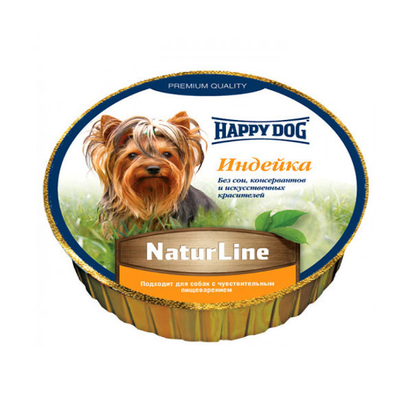 Влажный корм Happy Dog NaturLine для взрослых собак до 10 кг с чувствительным пищеварением, с индейкой, 85 г