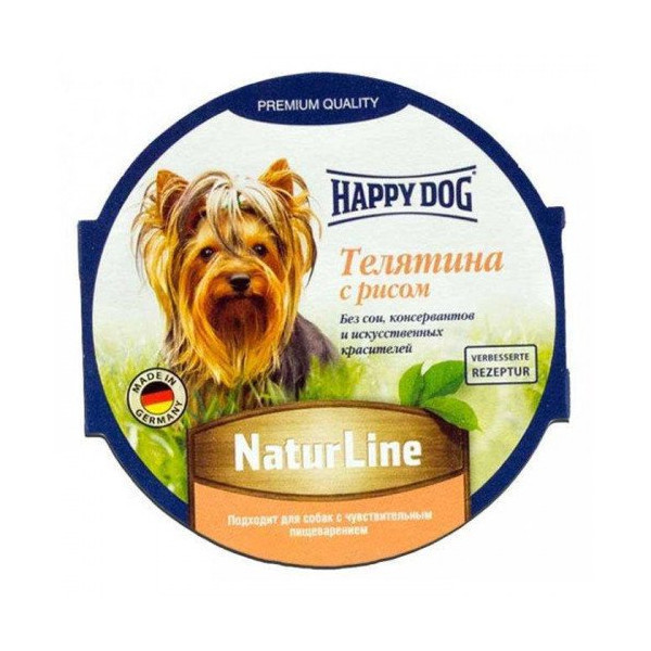 Влажный корм Happy Dog NaturLine для взрослых собак до 10 кг с чувствительным пищеварением, с телятиной, 85 г