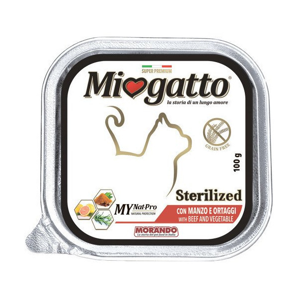 Влажный корм Morando MioGatto Sterilised Beef & Vegetables для стерилизованных кошек, с говядиной, 100 г