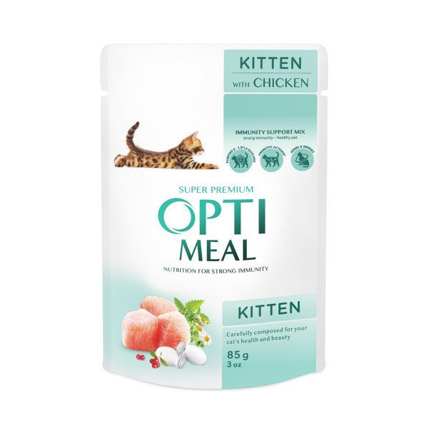 Влажный корм Optimeal для котят, с курицей, 85 г