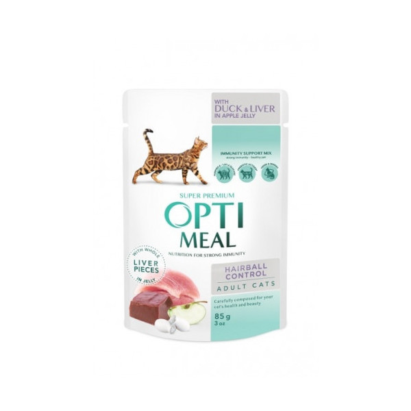 Влажный корм Optimeal для взрослых кошек, с уткой, 85 г