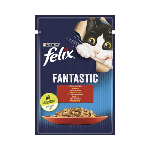 Влажный корм Purina Felix Fantastic для кошек, с говядиной, 85 г