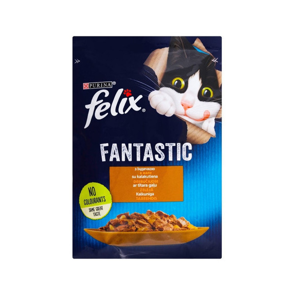 Влажный корм Purina Felix Fantastic для кошек, с индейкой, 85 г