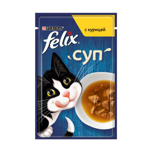Влажный корм Purina Felix Soup для кошек, суп с курицей, 48 г