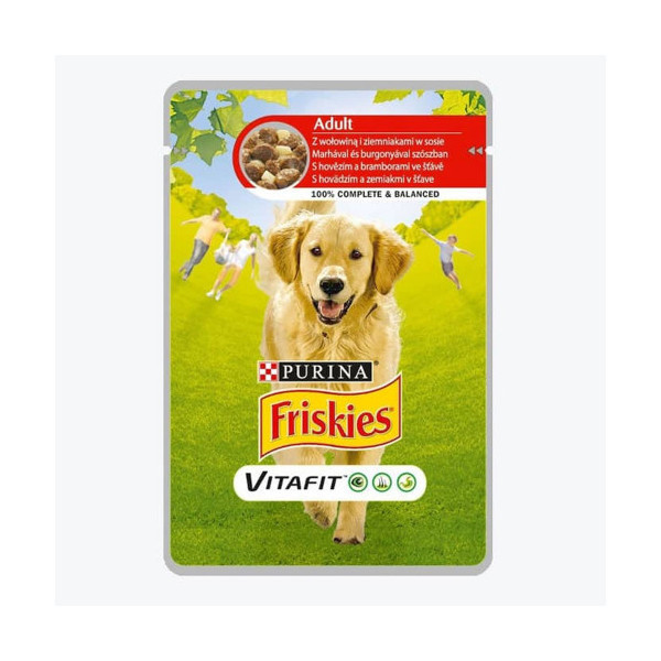 Влажный корм Purina Friskies для собак, кусочки в подливке с говядиной и картошкой, 100 г