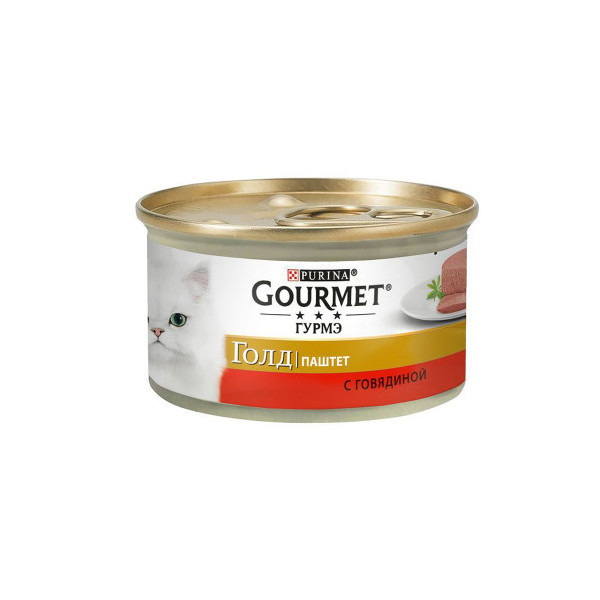 Влажный корм Purina Gourmet Gold для кошек, с говядиной, паштет, 85 г