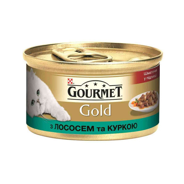 Влажный корм Purina Gourmet Gold для кошек, с лососем и курицей, 85 г
