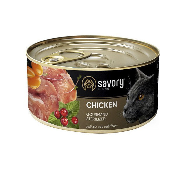 Влажный корм для стерилизованных котов Savory, с курицей, 200 г