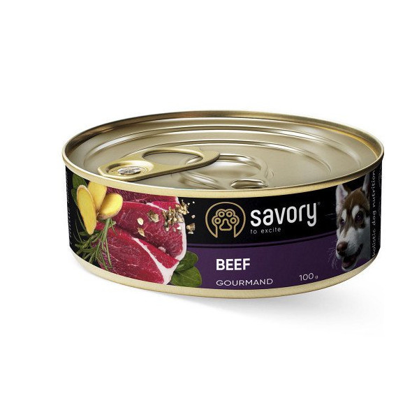 Влажный корм для взрослых собак Savory, с говядиной, 100 г