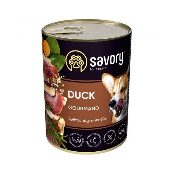 Влажный корм для взрослых собак Savory, с уткой, 400 г