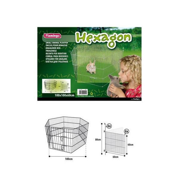 Вольер Flamingo Hexagon для животных, металл, 6 панелей, 100х100х60 см