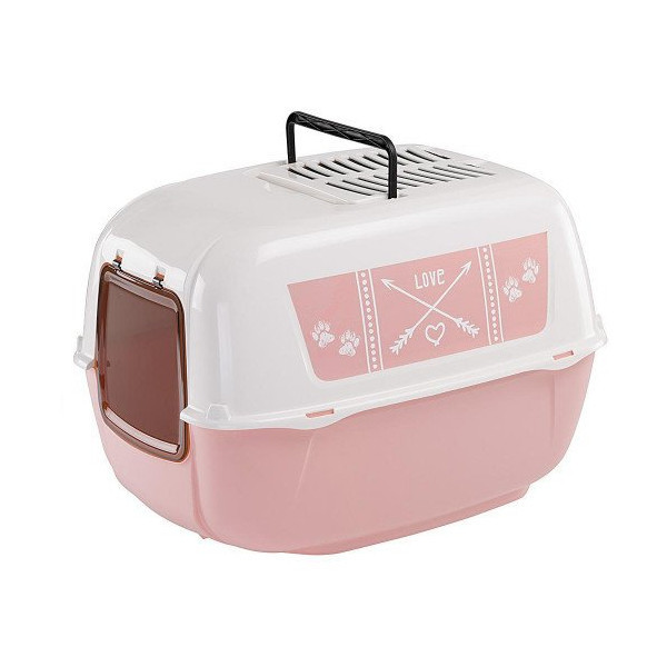 Закрытый туалет Ferplast Toilet Home Prima Decor Pink для кошек из пластика